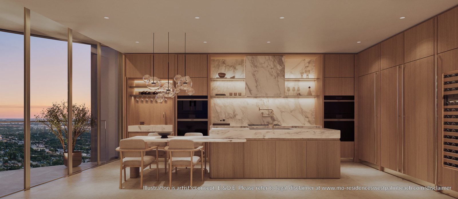 Mandarin Oriental Residences West Palm Beach — kitchen with marble island